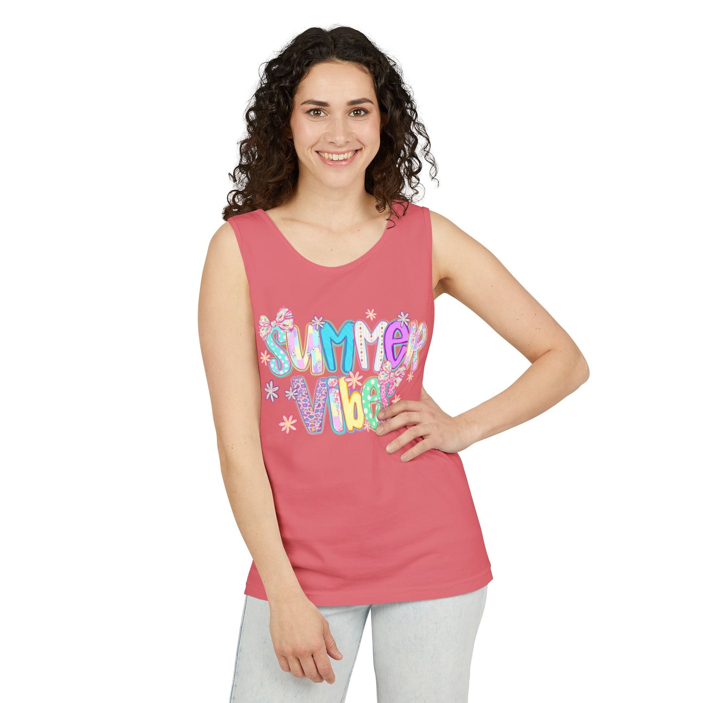 Summer Vibes Tank Top — Colorful Retro Graphic Beach Shirt