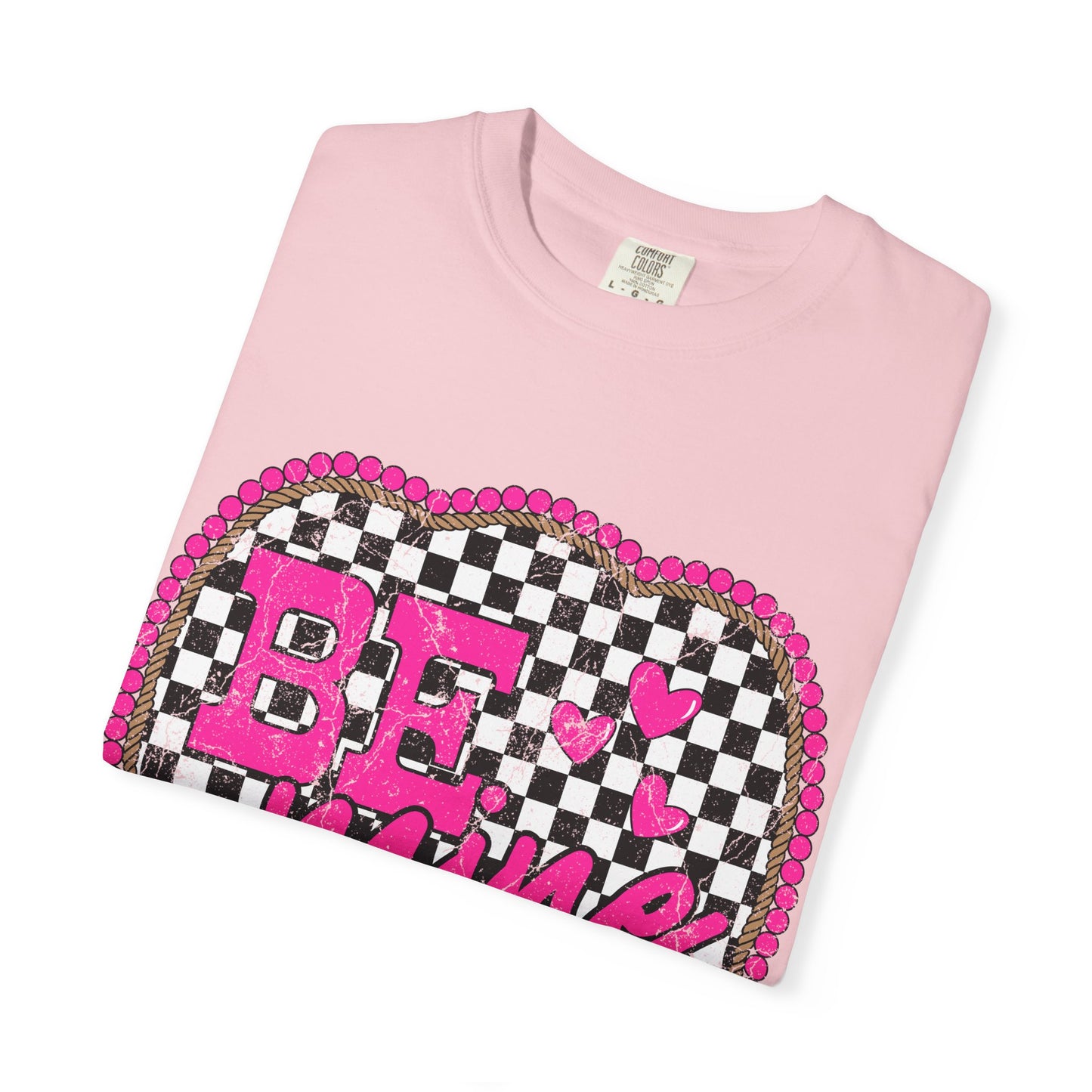 Be Mine Checkerboard T-Shirt — Pink Heart Valentine Graphic Tee