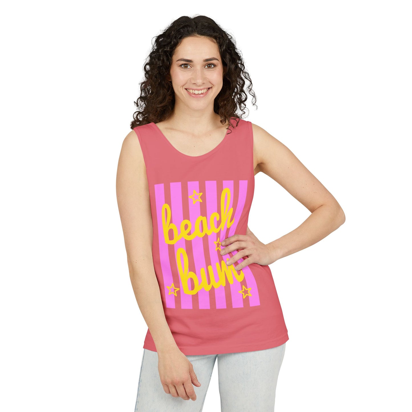 Beach Bum Tank Top — Retro Striped Summer Graphic Tank