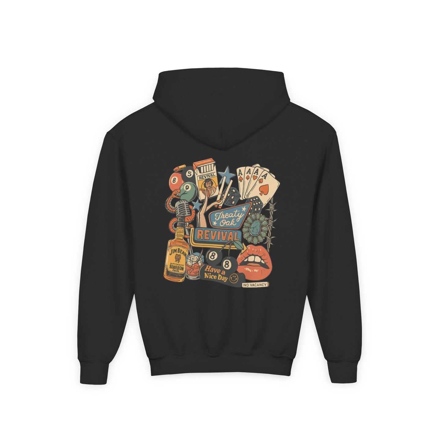 Youth Hoodie - 'Revival' Retro Casino & Roadtrip Graphic Pullover