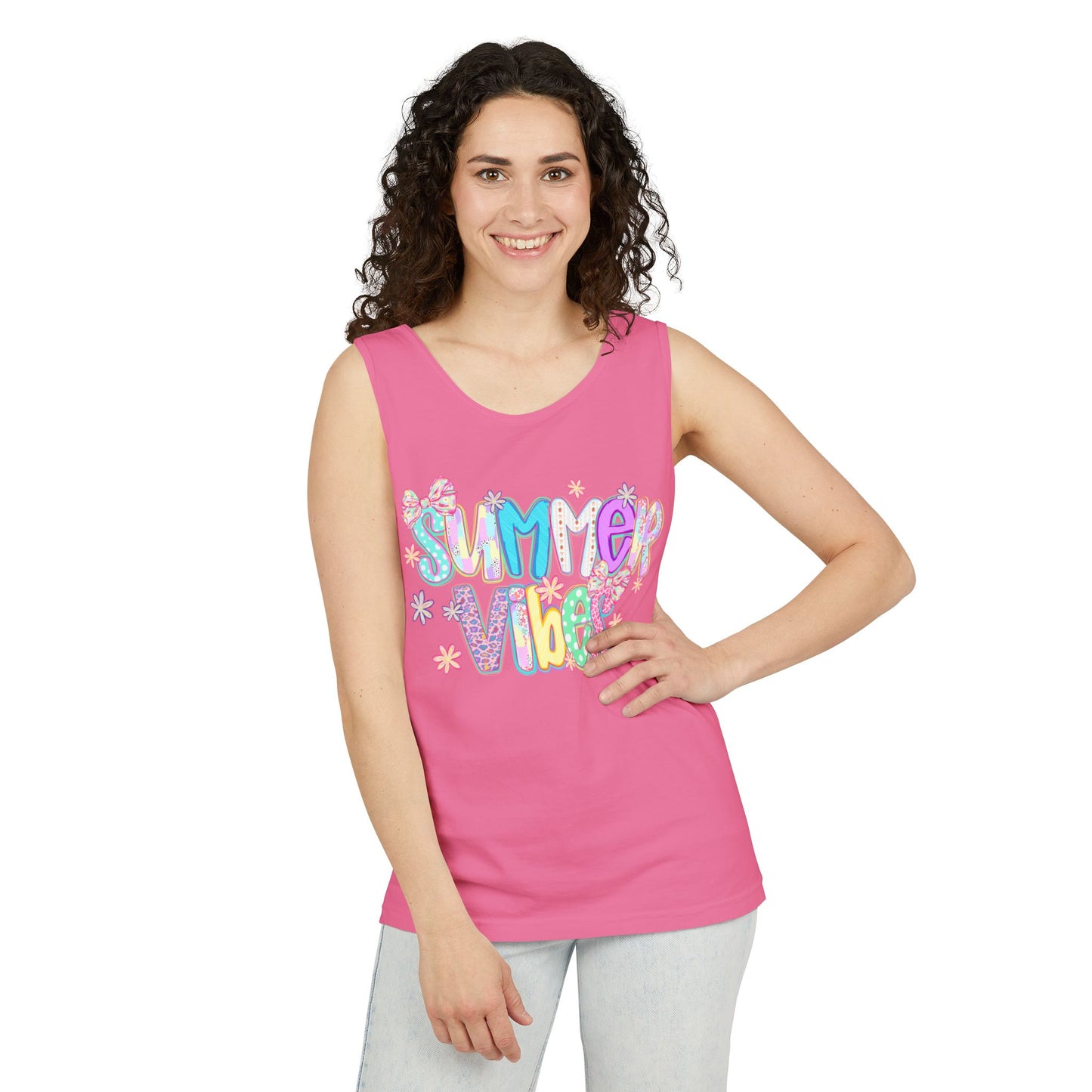 Summer Vibes Tank Top — Colorful Retro Graphic Beach Shirt