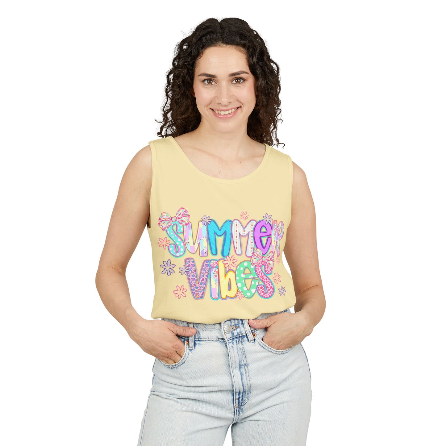 Summer Vibes Tank Top — Colorful Retro Graphic Beach Shirt