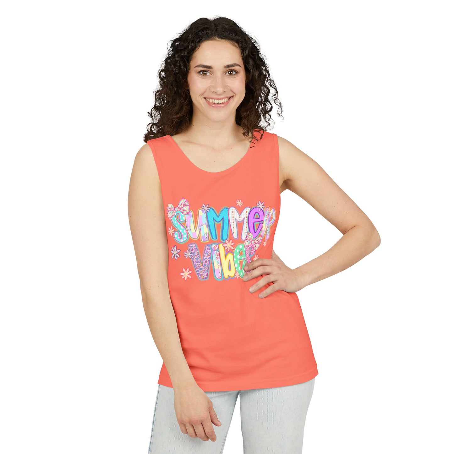 Summer Vibes Tank Top — Colorful Retro Graphic Beach Shirt