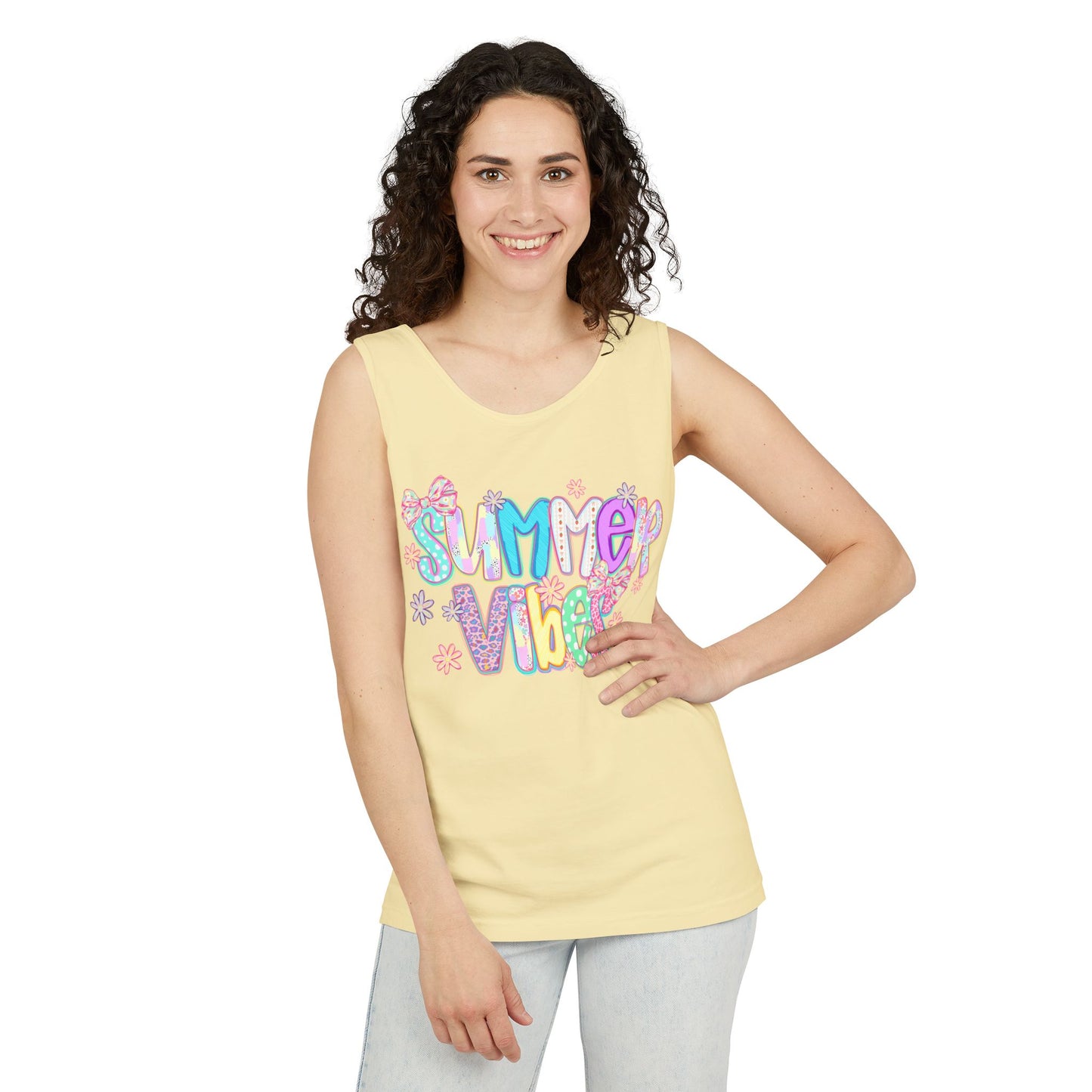 Summer Vibes Tank Top — Colorful Retro Graphic Beach Shirt