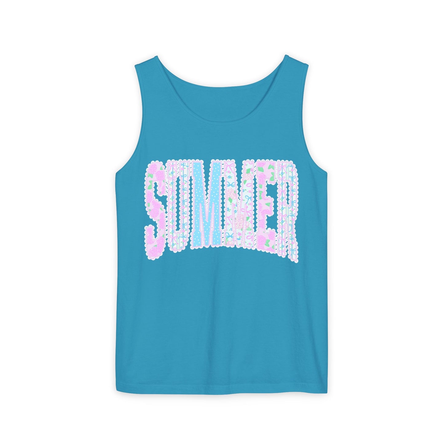 Summer Floral Tank Top — Pastel Beach Vibe Graphic Tank