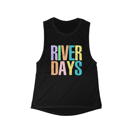 River Days Women's Scoop Muscle Tank — Colorblock Retro Summer Graphic