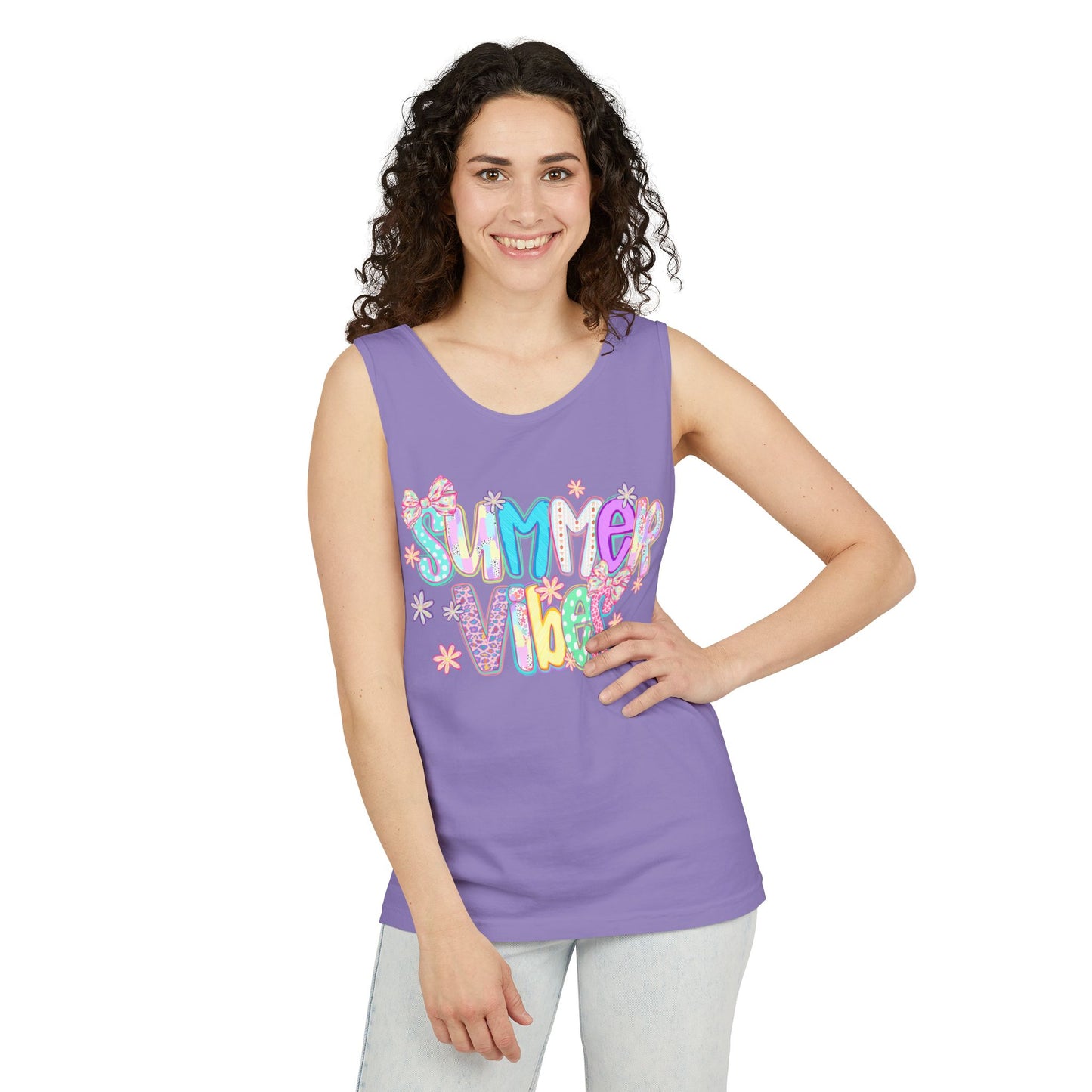 Summer Vibes Tank Top — Colorful Retro Graphic Beach Shirt