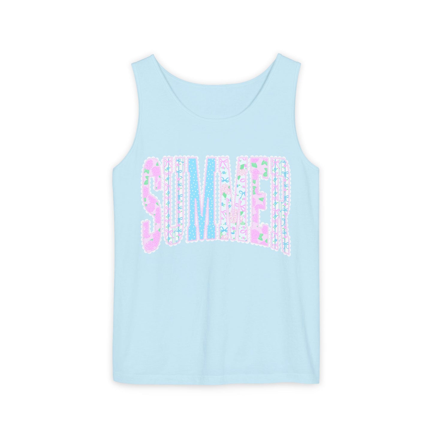 Summer Floral Tank Top — Pastel Beach Vibe Graphic Tank