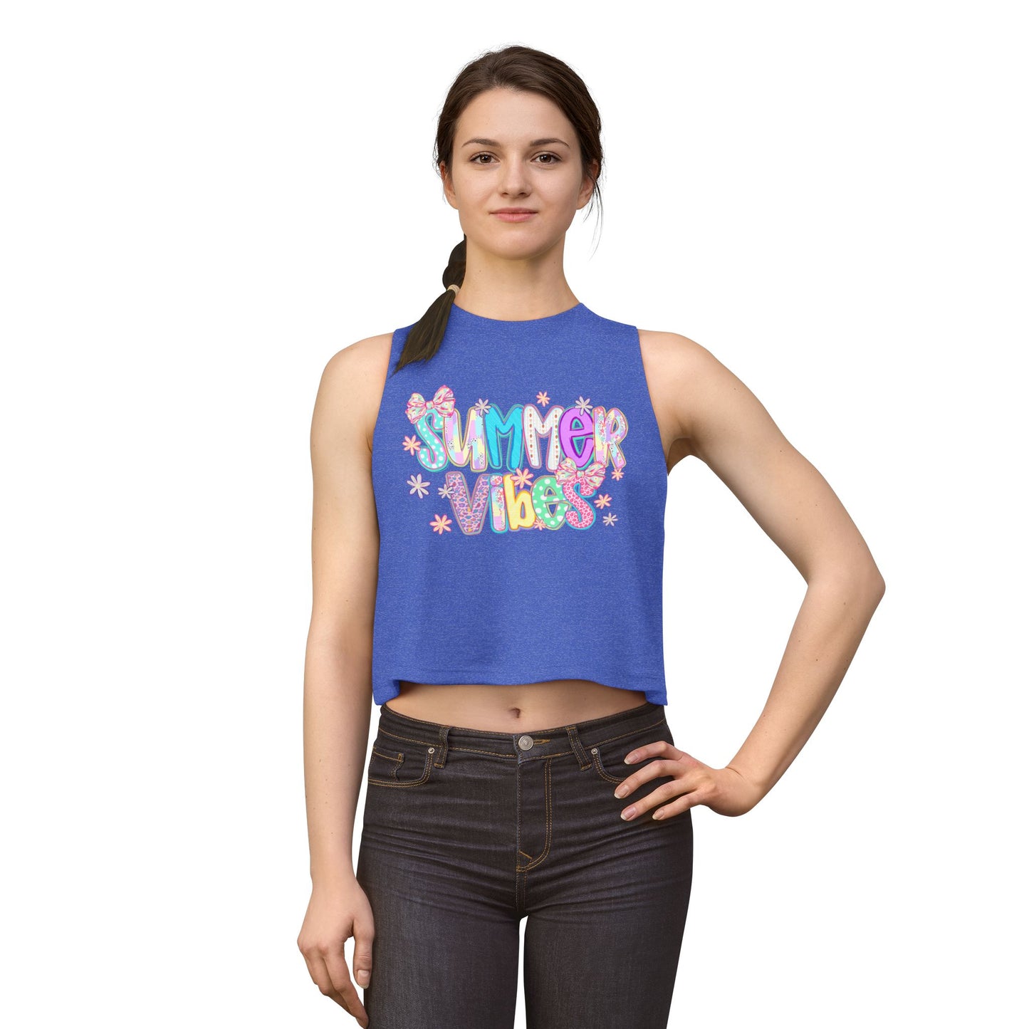 Summer Vibes Crop Top — Women's Bright Beachy Graphic Tank