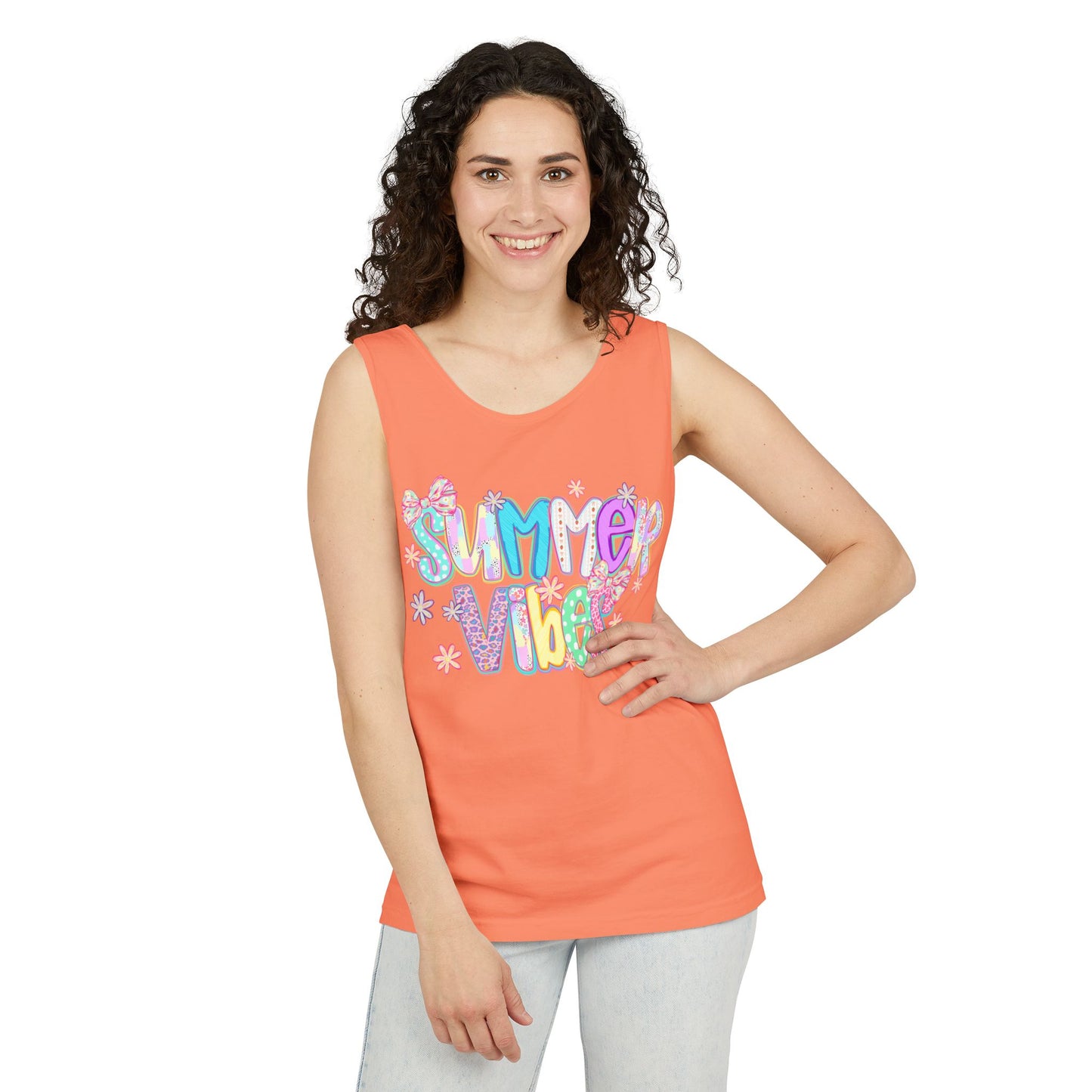 Summer Vibes Tank Top — Colorful Retro Graphic Beach Shirt