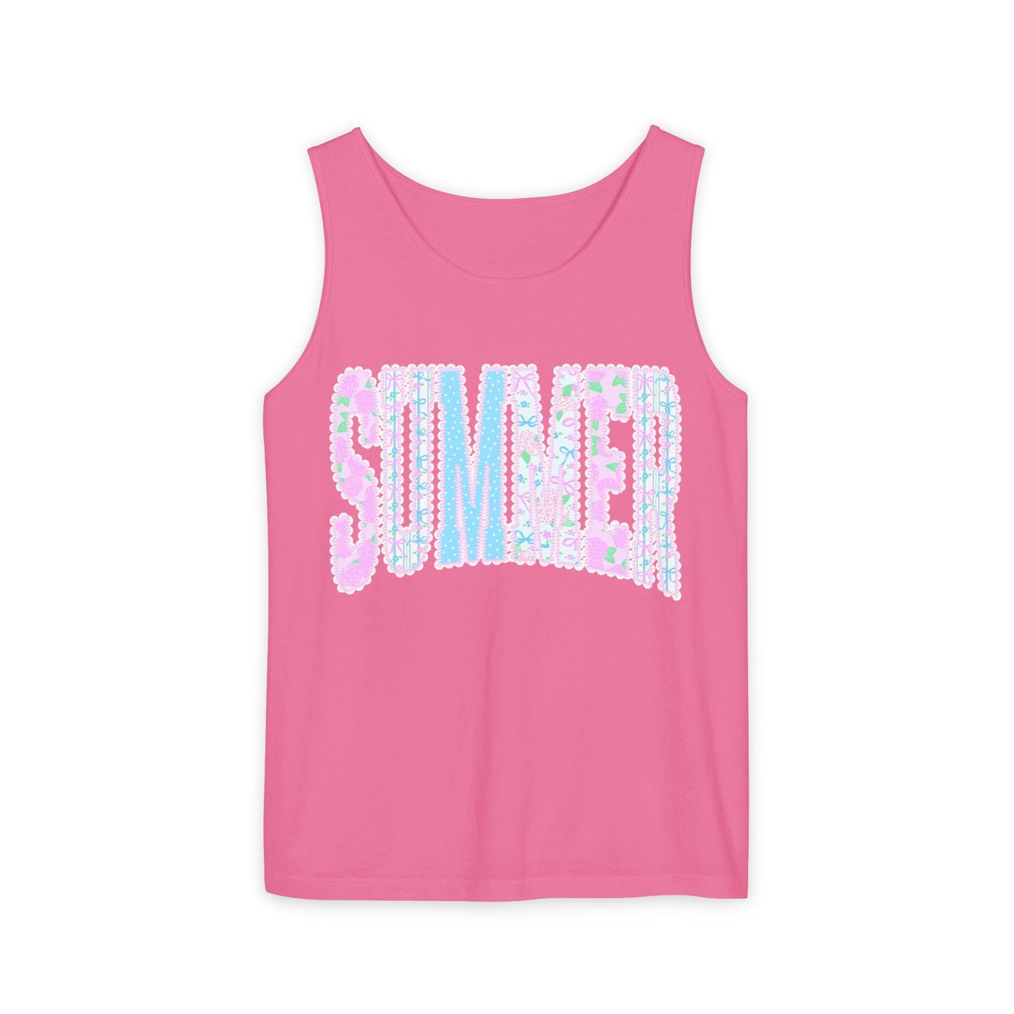 Summer Floral Tank Top — Pastel Beach Vibe Graphic Tank