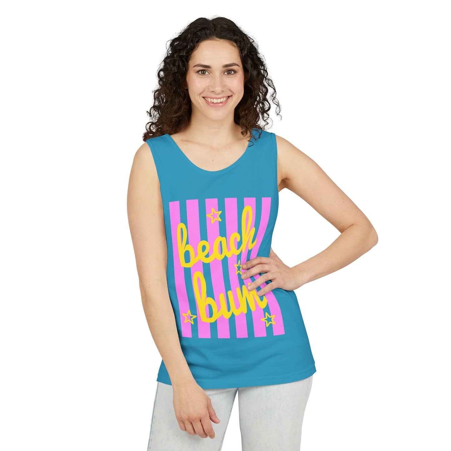 Beach Bum Tank Top — Retro Striped Summer Graphic Tank