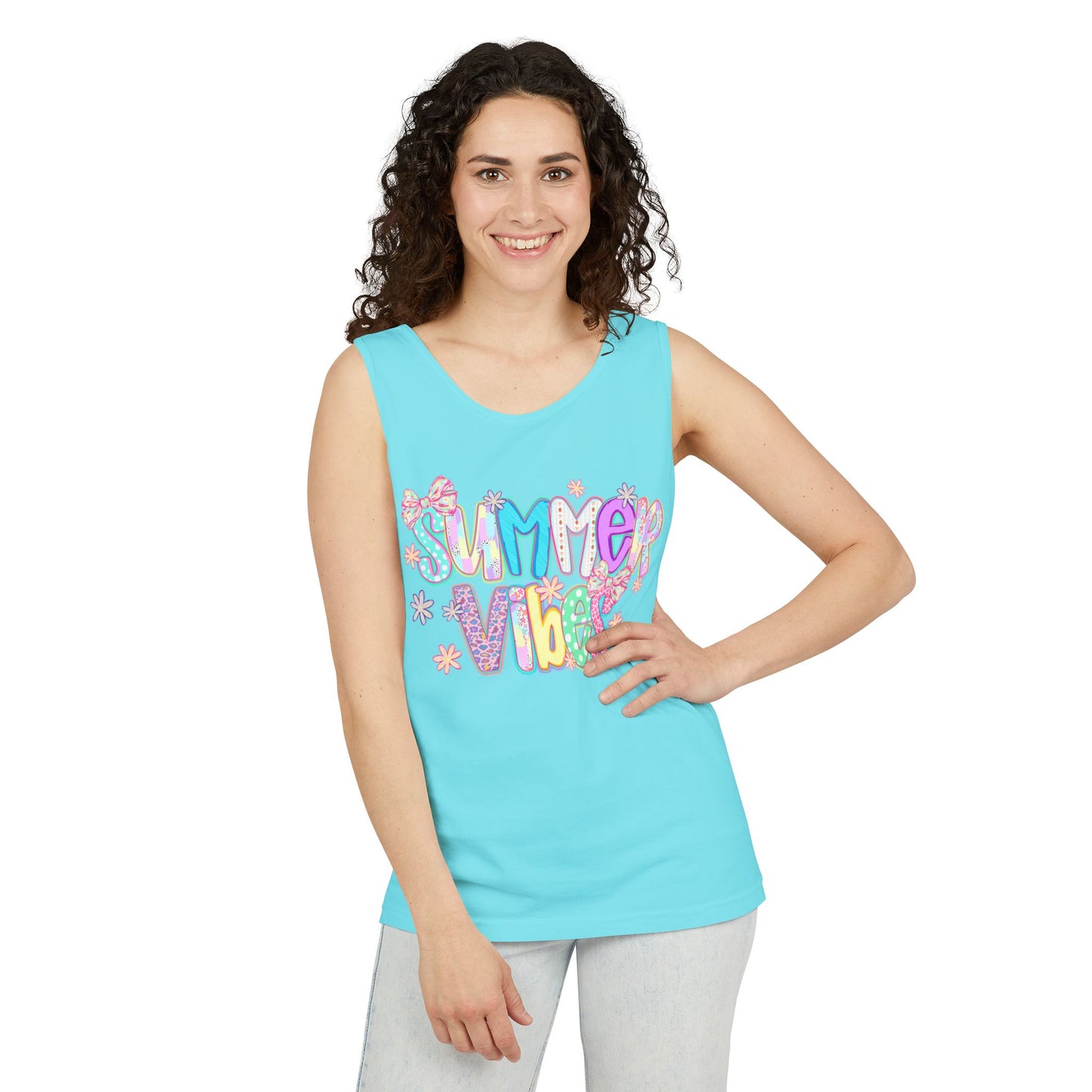 Summer Vibes Tank Top — Colorful Retro Graphic Beach Shirt