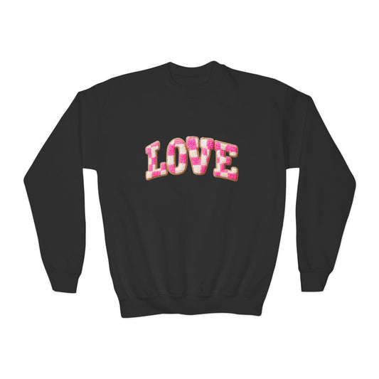 Kids Heart Smile Crewneck Sweatshirt — Colorful Hearts & Smiley Face Design