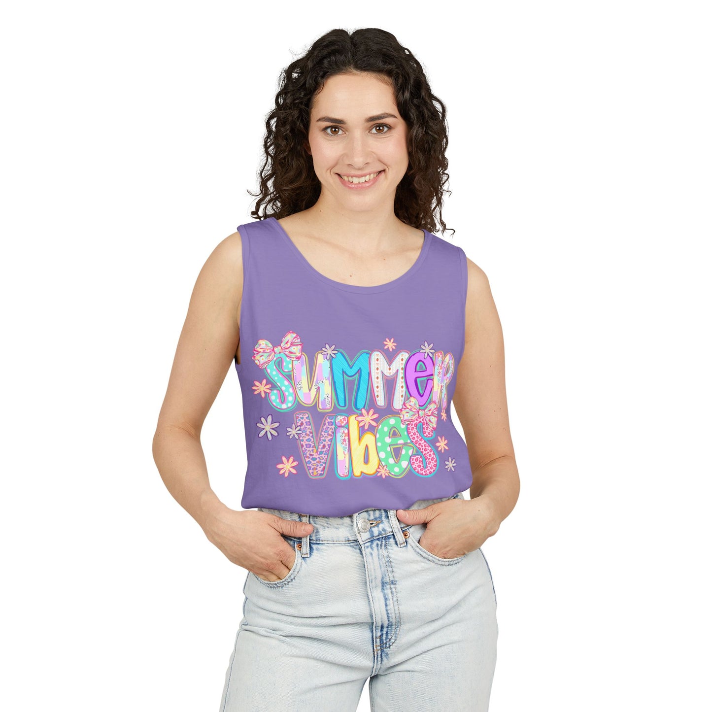 Summer Vibes Tank Top — Colorful Retro Graphic Beach Shirt
