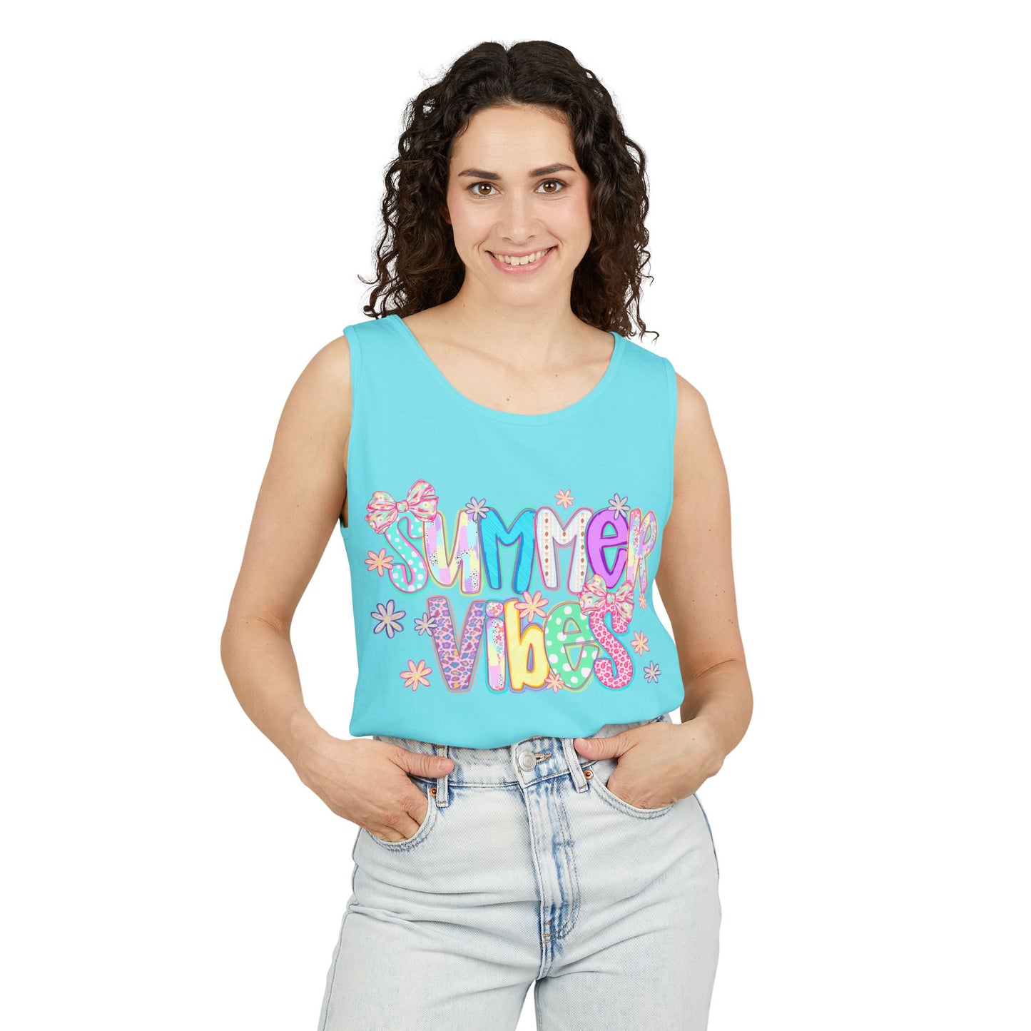 Summer Vibes Tank Top — Colorful Retro Graphic Beach Shirt