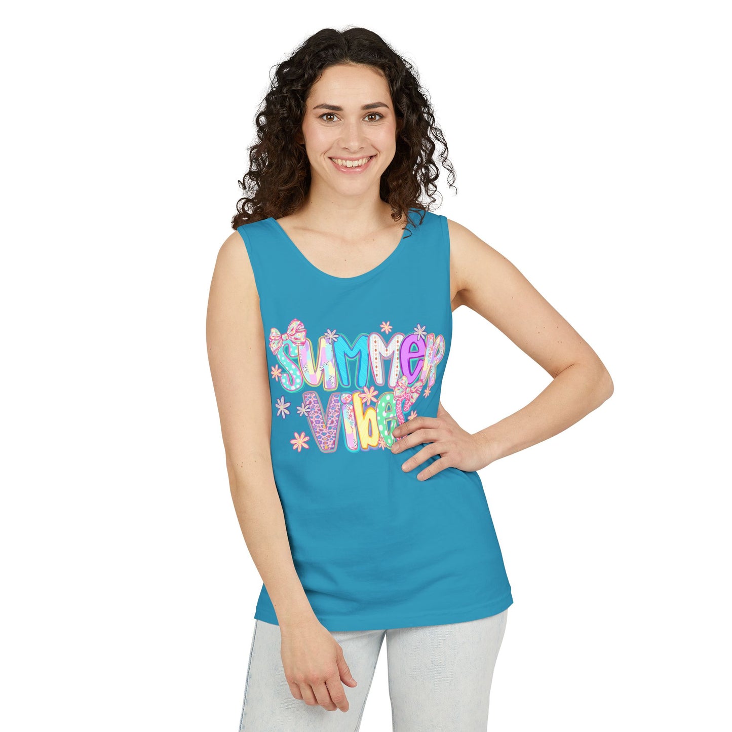 Summer Vibes Tank Top — Colorful Retro Graphic Beach Shirt
