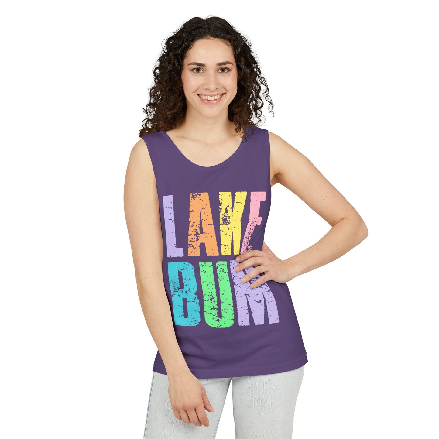 Lake Bum Tank Top — Bright Retro Lakeside Graphic Tank