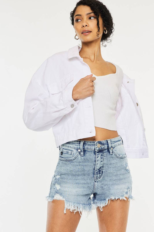 HIGH RISE FRAY HEM SHORTS-KC6321M