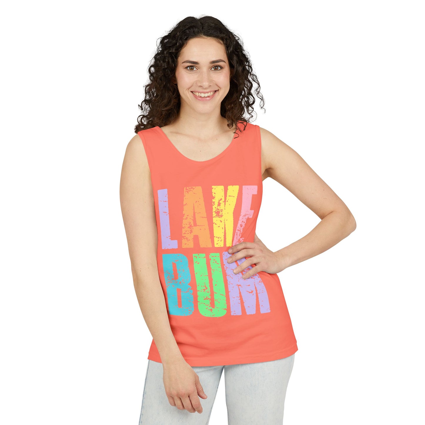 Lake Bum Tank Top — Bright Retro Lakeside Graphic Tank