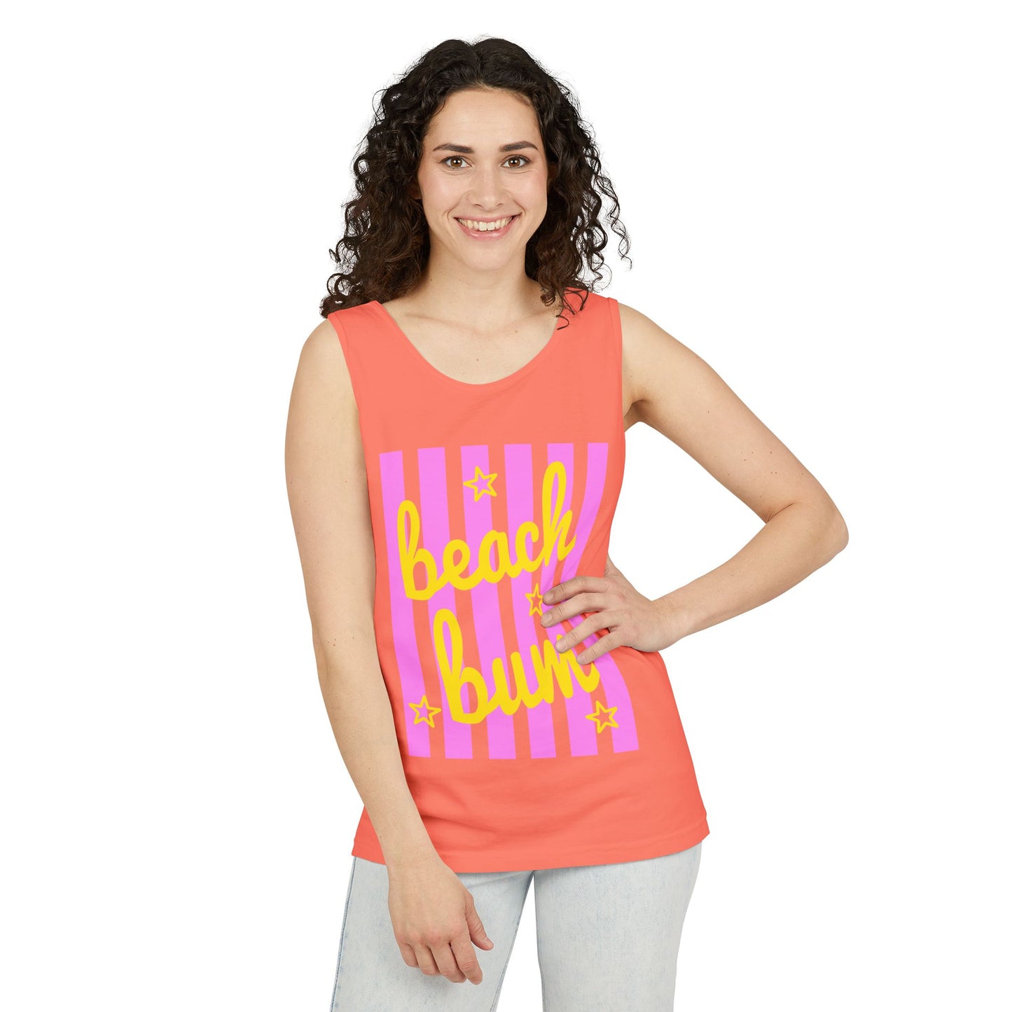 Beach Bum Tank Top — Retro Striped Summer Graphic Tank