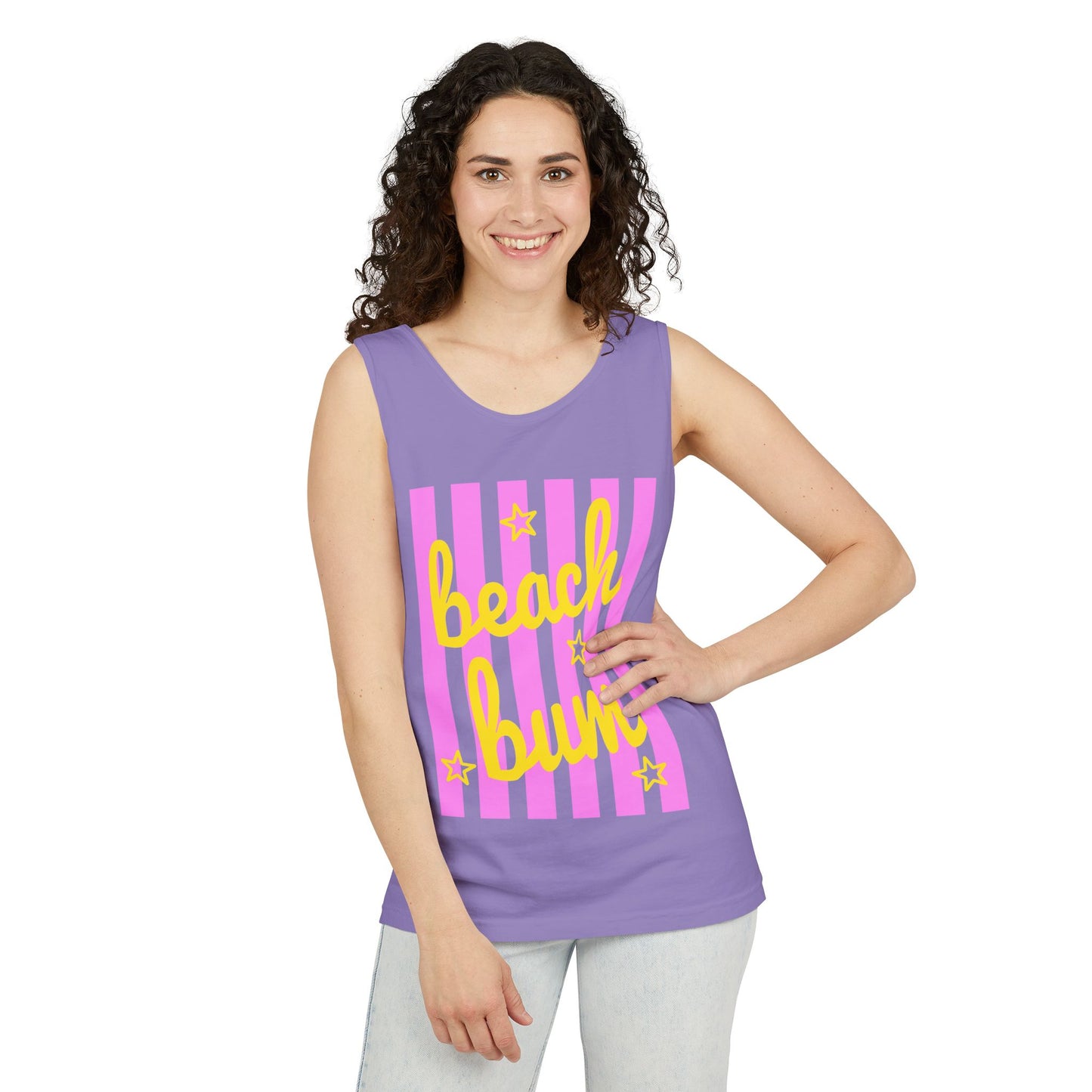 Beach Bum Tank Top — Retro Striped Summer Graphic Tank