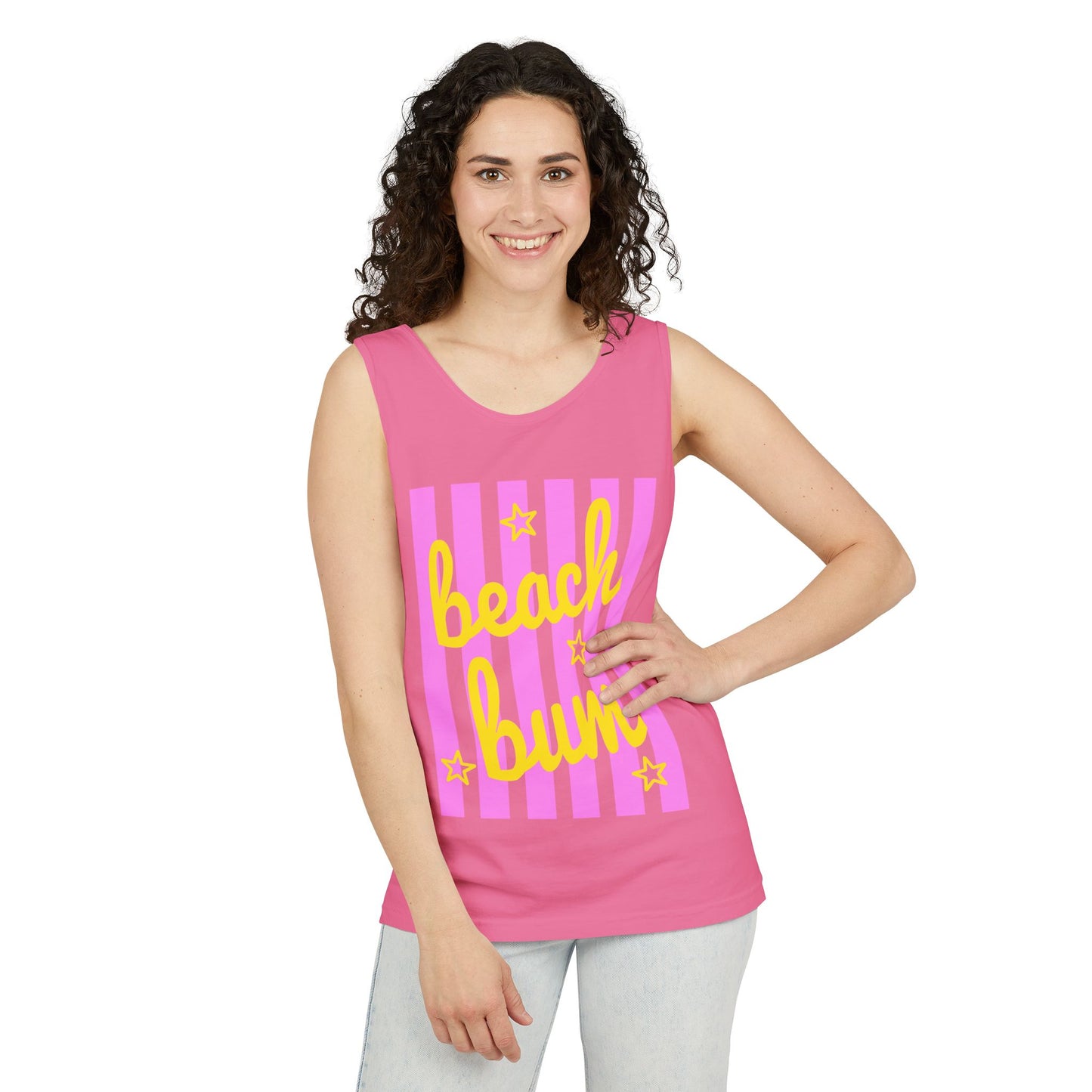 Beach Bum Tank Top — Retro Striped Summer Graphic Tank