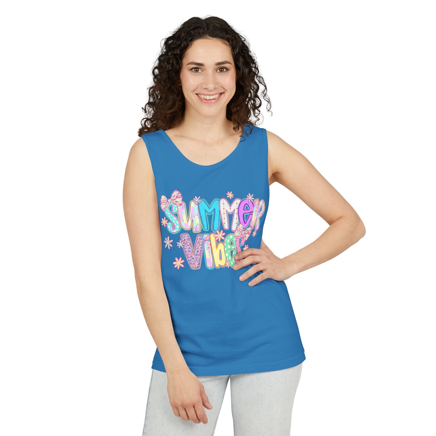 Summer Vibes Tank Top — Colorful Retro Graphic Beach Shirt