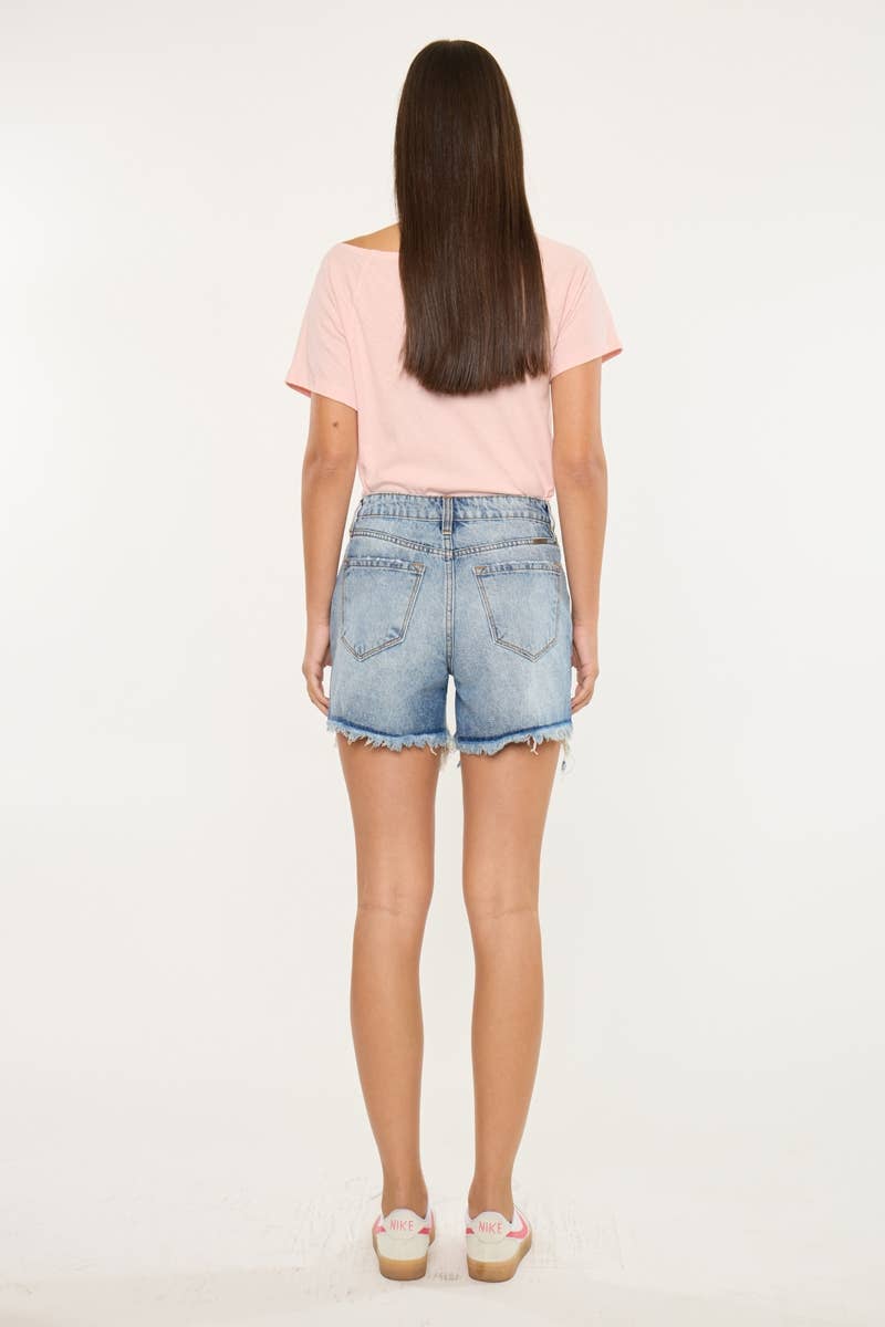 HIGH RISE RAINBOW THREADS DENIM SHORTS-KC9179M-N