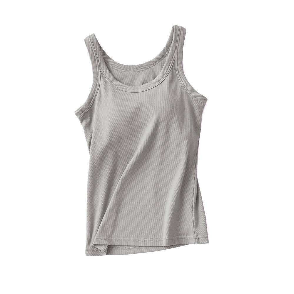 Essential basic rib tank top with built in bra
