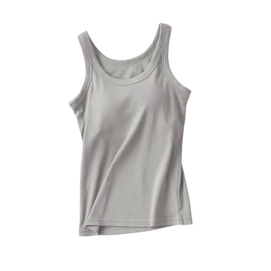 Essential basic rib tank top with built in bra