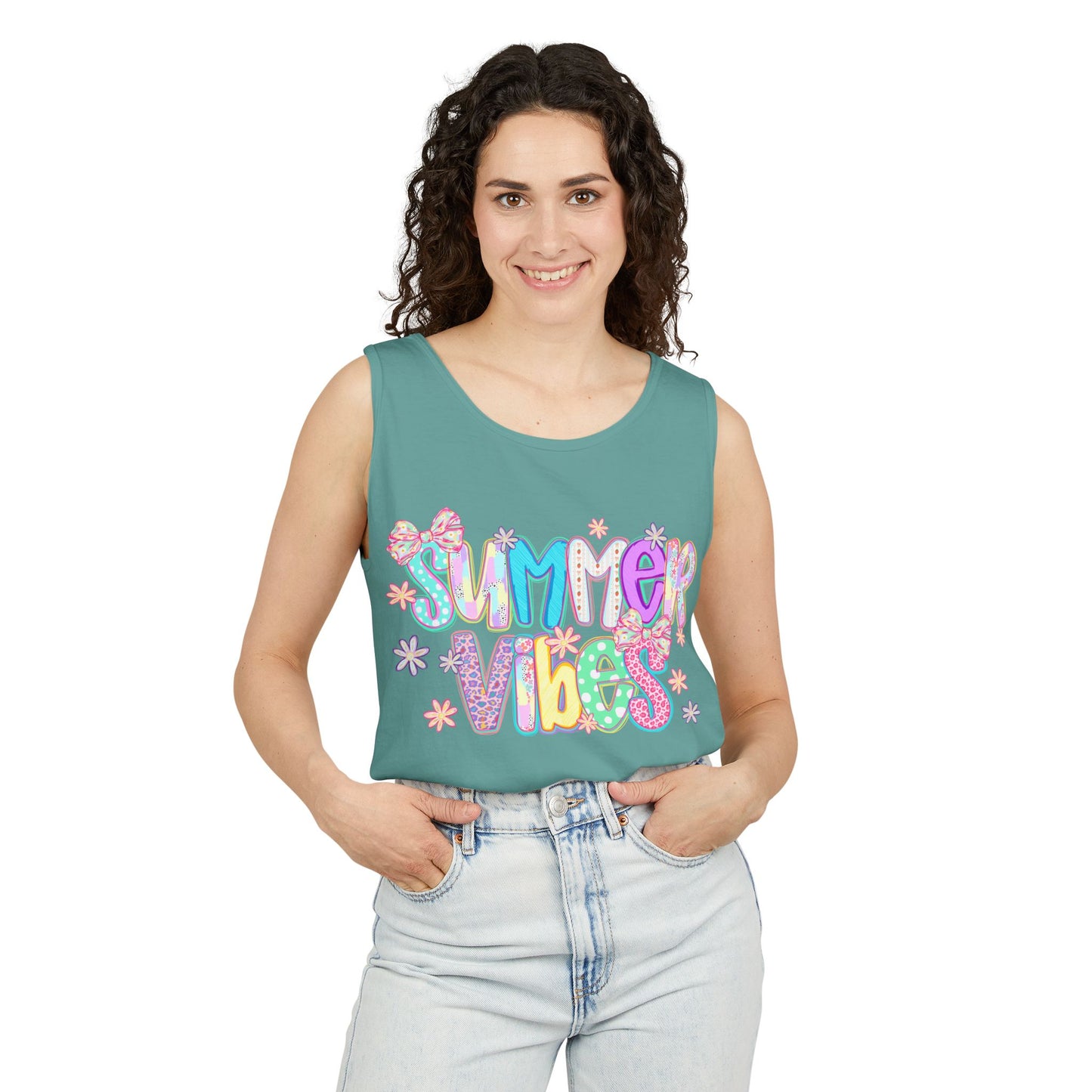 Summer Vibes Tank Top — Colorful Retro Graphic Beach Shirt