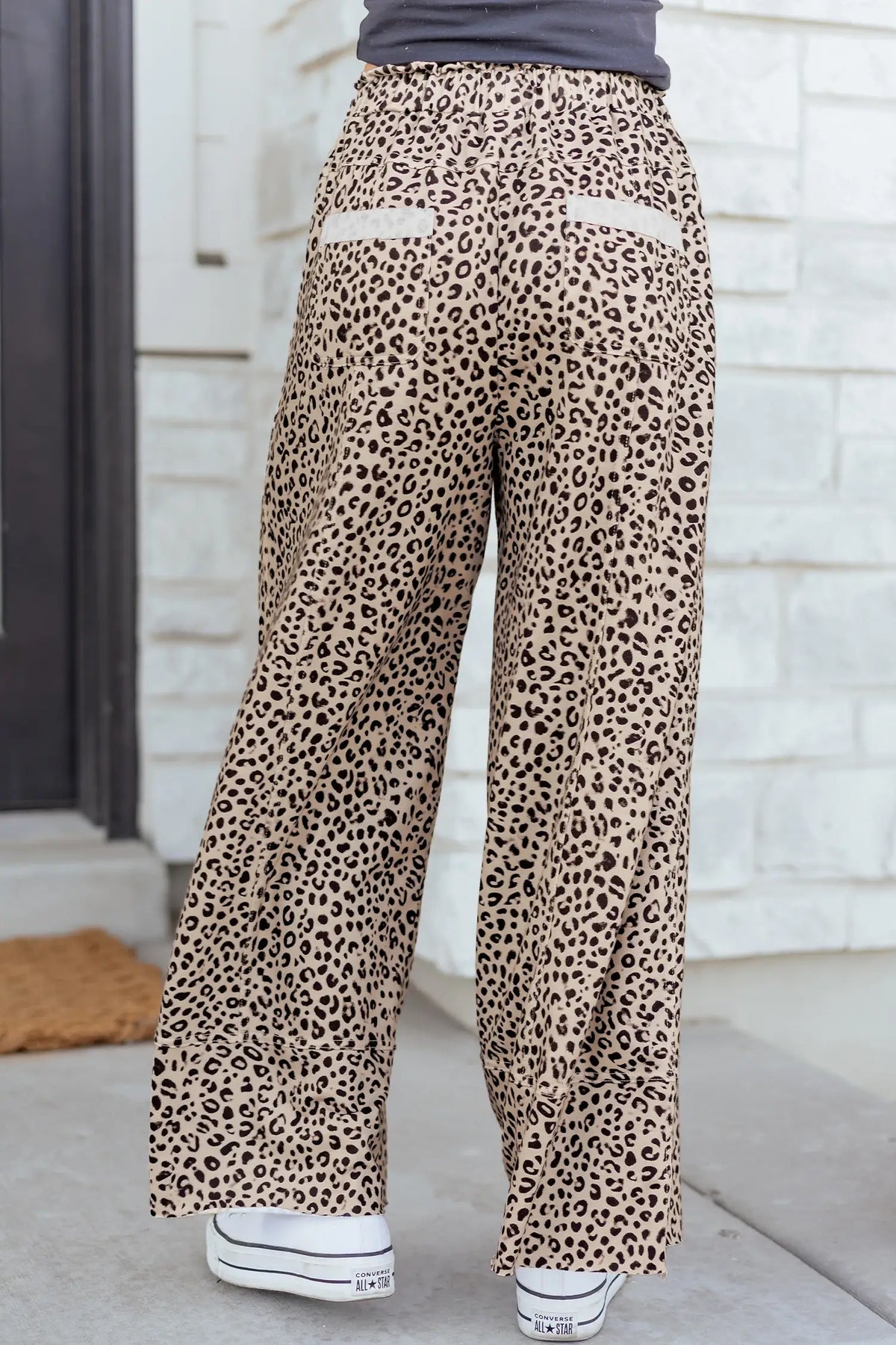 Animal Print Wide Leg Terry Knit Pants