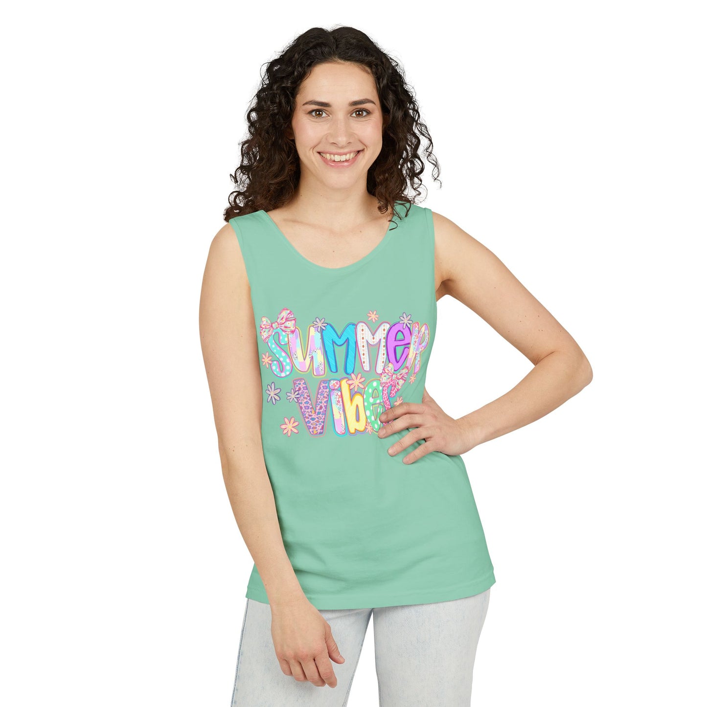 Summer Vibes Tank Top — Colorful Retro Graphic Beach Shirt