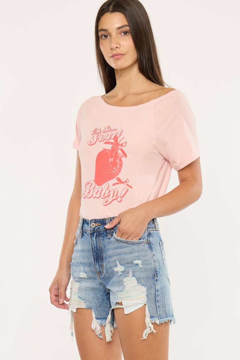 HIGH RISE RAINBOW THREADS DENIM SHORTS-KC9179M-N