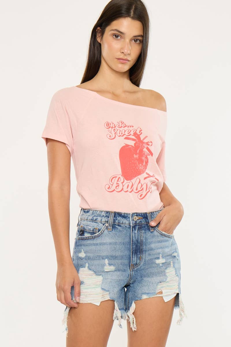 HIGH RISE RAINBOW THREADS DENIM SHORTS-KC9179M-N