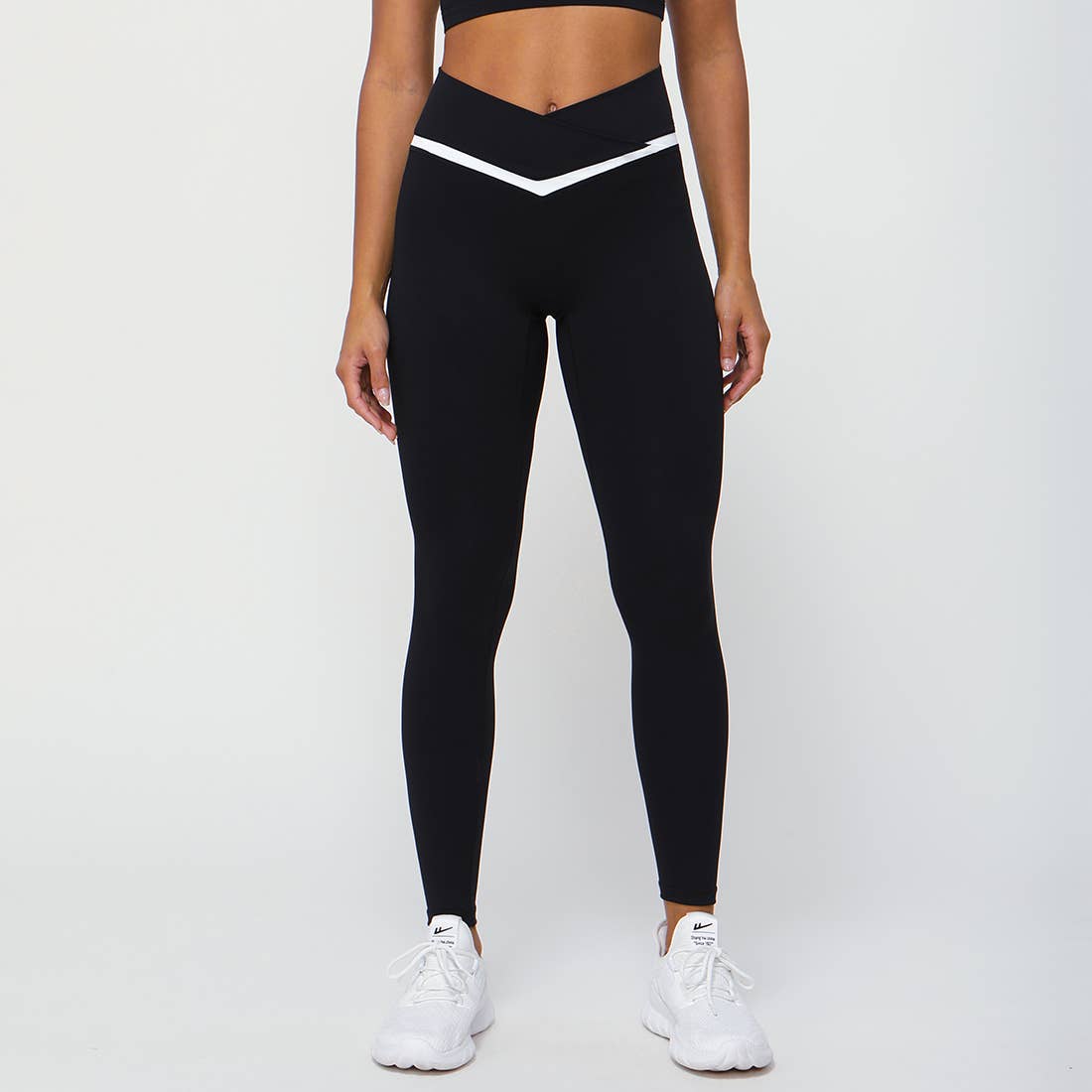 Women Color Block Fitness Cross Waist Sport Yoga Leggings