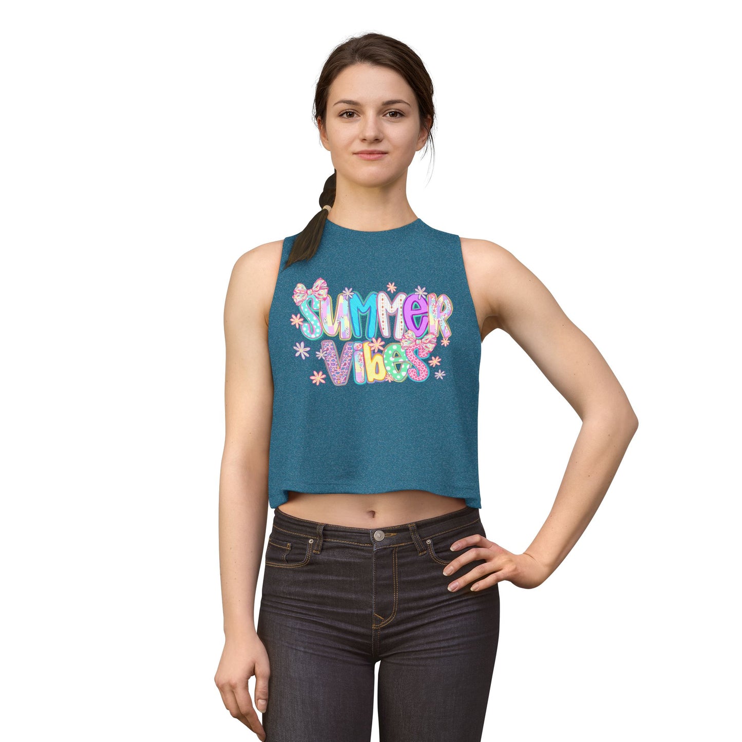 Summer Vibes Crop Top — Women's Bright Beachy Graphic Tank