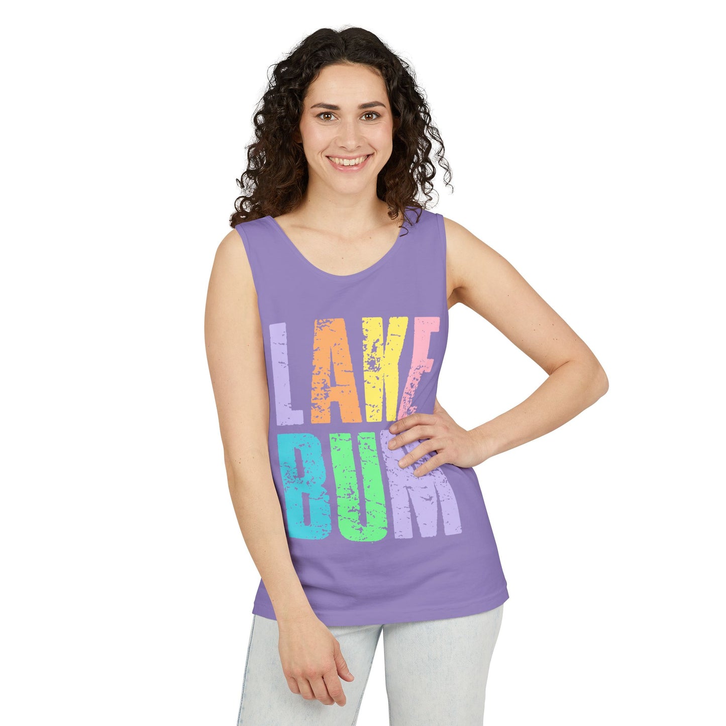 Lake Bum Tank Top — Bright Retro Lakeside Graphic Tank