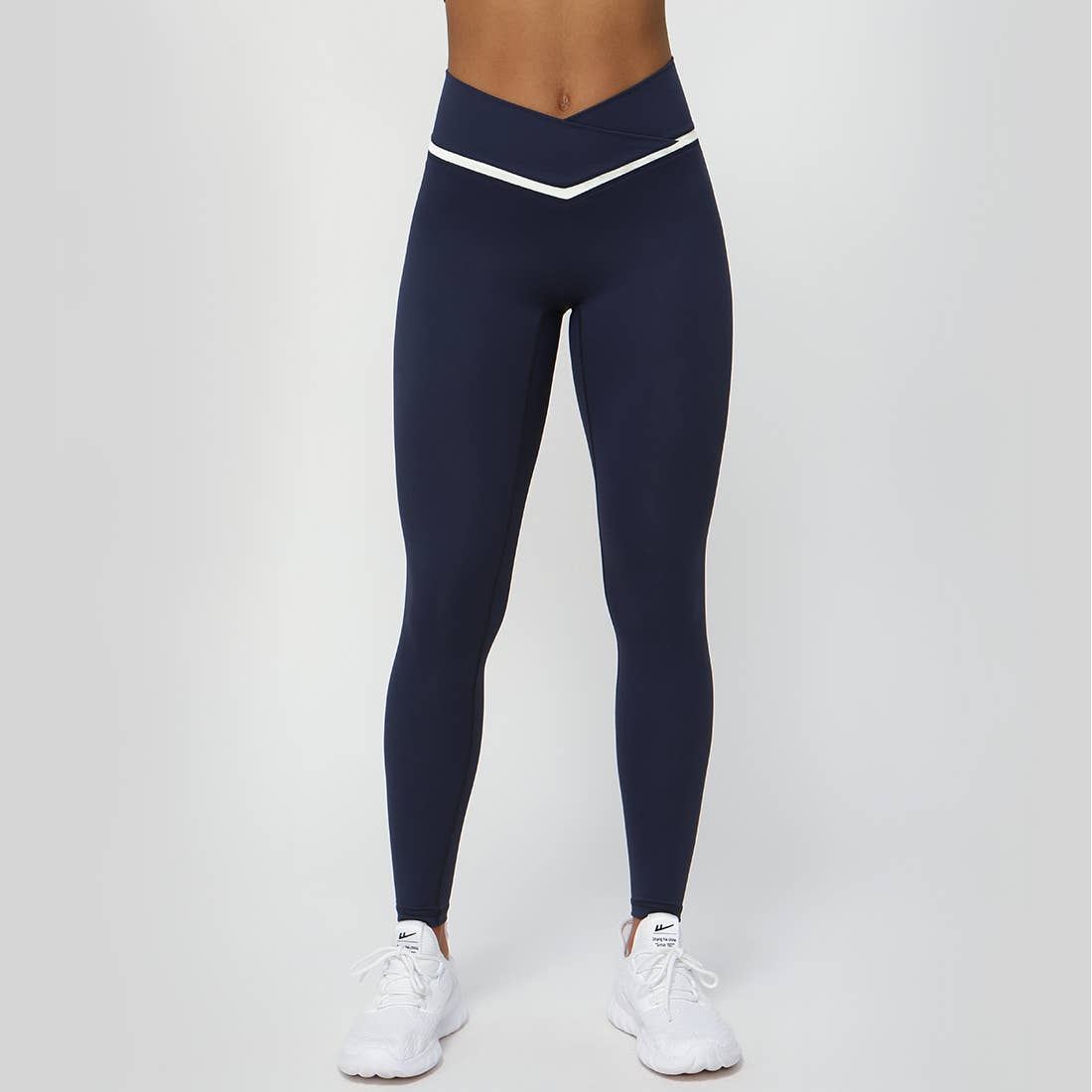 Women Color Block Fitness Cross Waist Sport Yoga Leggings