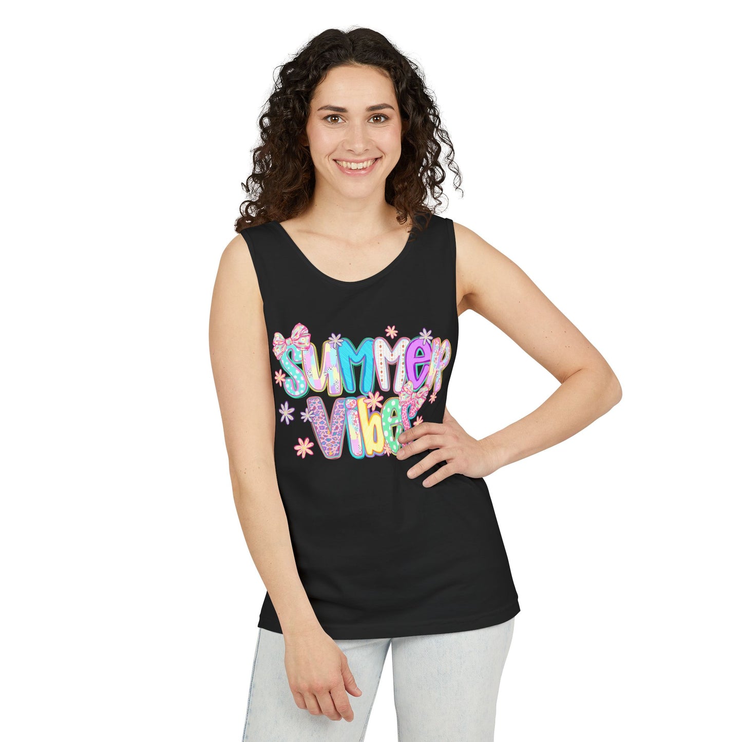 Summer Vibes Tank Top — Colorful Retro Graphic Beach Shirt