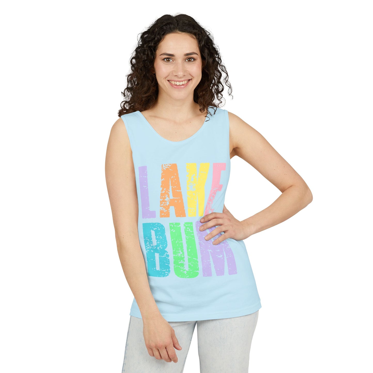 Lake Bum Tank Top — Bright Retro Lakeside Graphic Tank