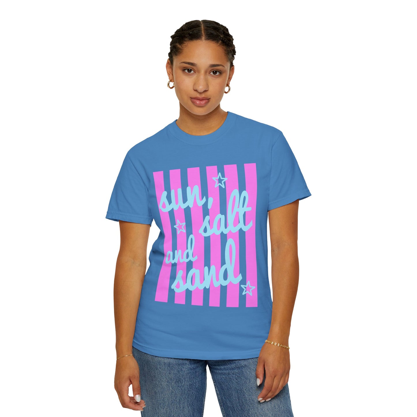 Sun, Salt and Sand Beach T-Shirt — Retro Striped Summer Tee