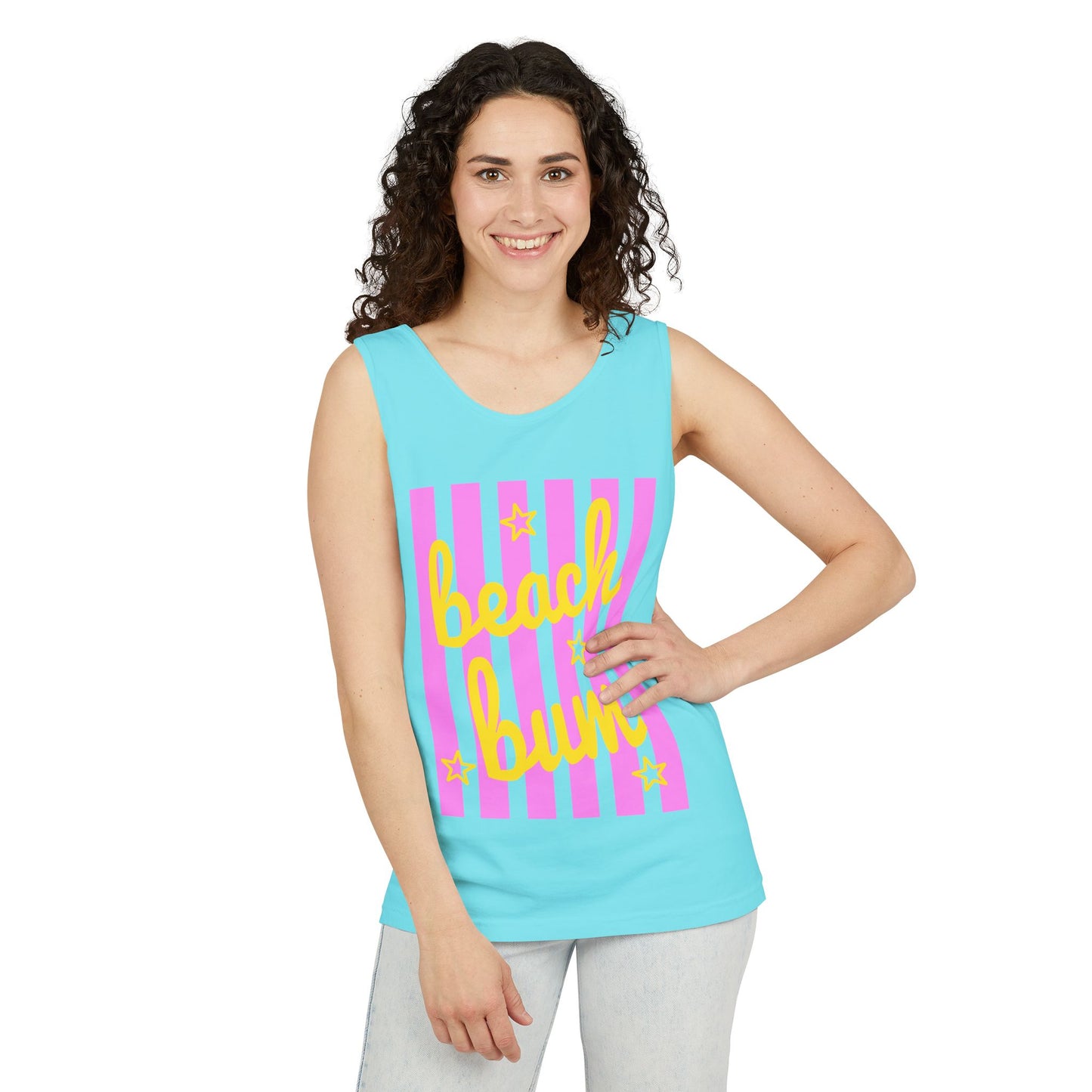 Beach Bum Tank Top — Retro Striped Summer Graphic Tank