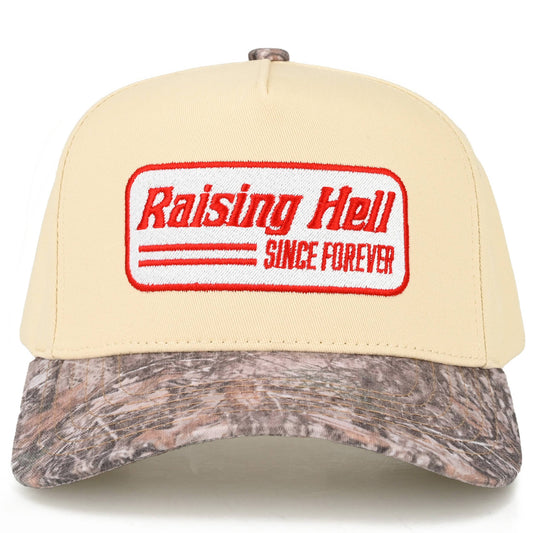 C.C RAISING HELL Letter on Two Tone Trucker Hat