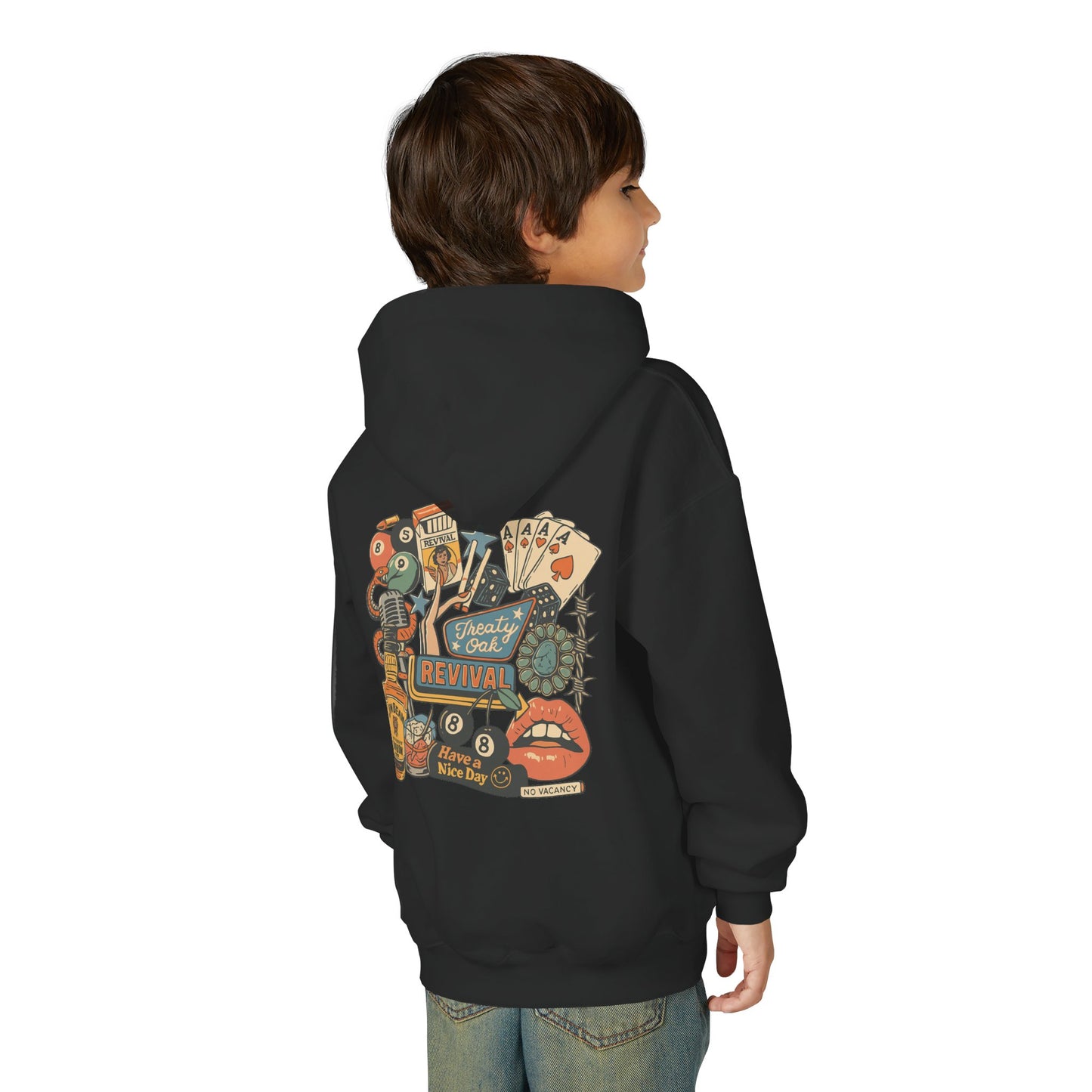 Youth Hoodie - 'Revival' Retro Casino & Roadtrip Graphic Pullover