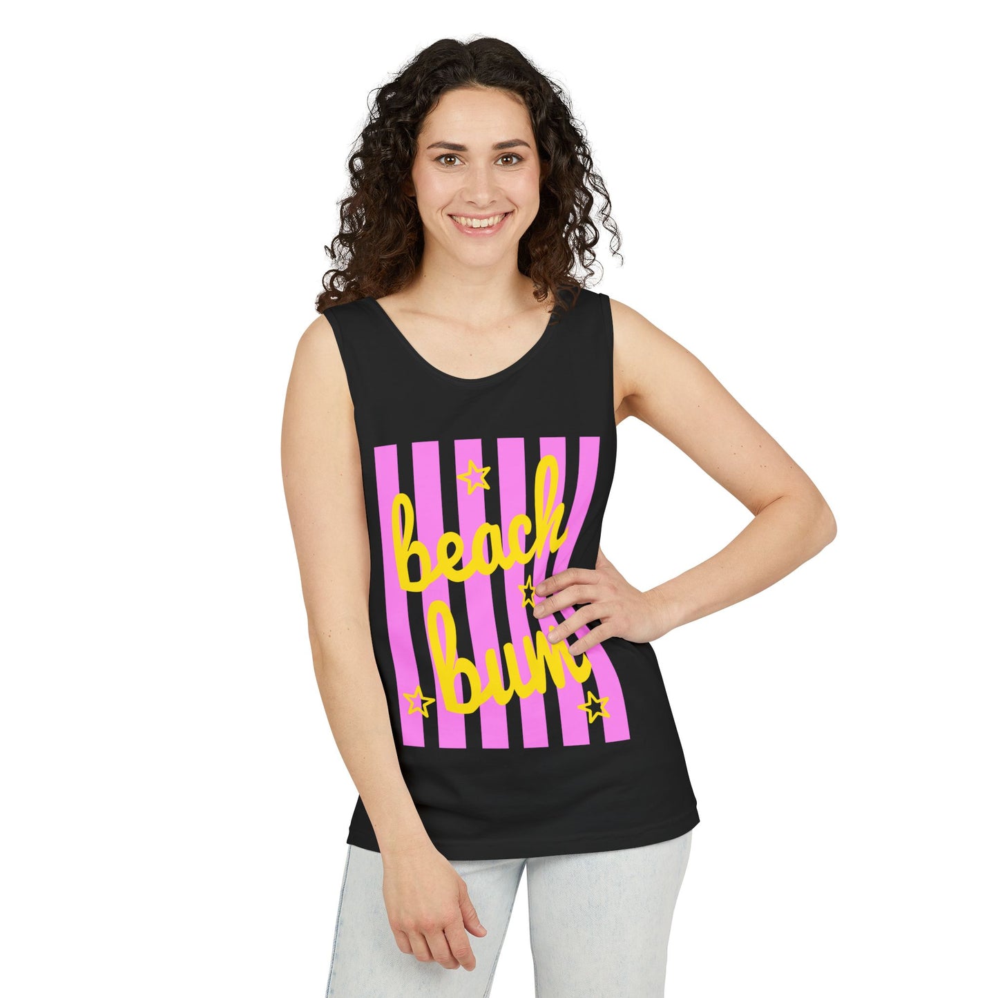Beach Bum Tank Top — Retro Striped Summer Graphic Tank