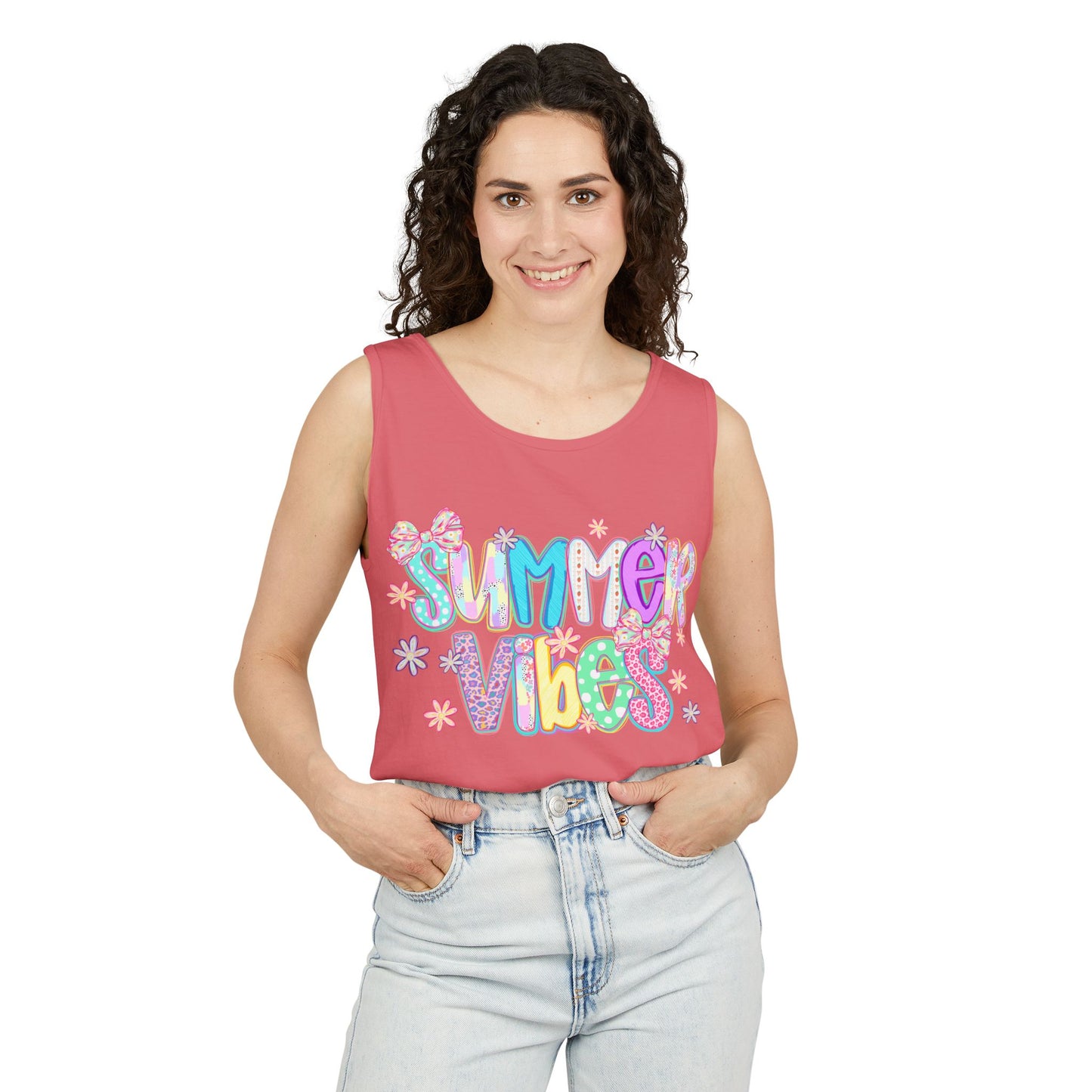 Summer Vibes Tank Top — Colorful Retro Graphic Beach Shirt