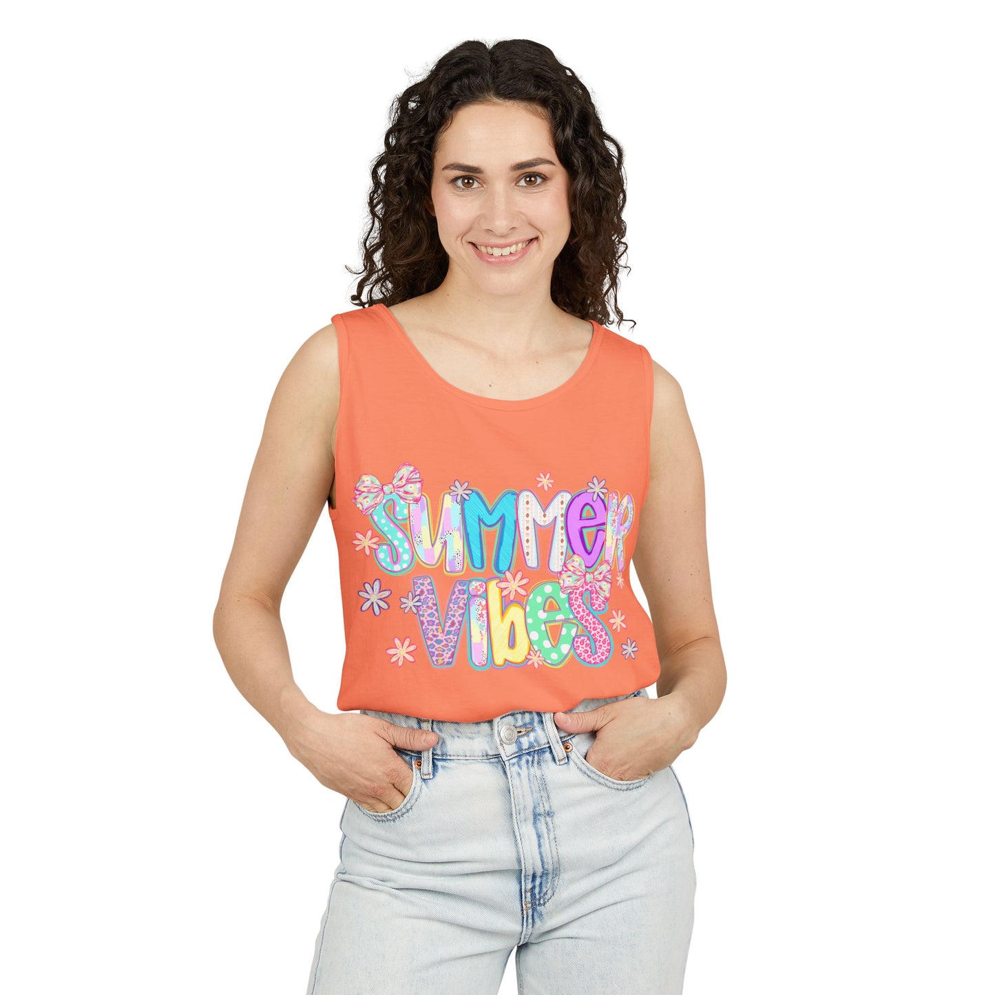 Summer Vibes Tank Top — Colorful Retro Graphic Beach Shirt