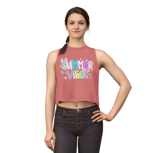 Summer Vibes Crop Top — Women's Bright Beachy Graphic Tank